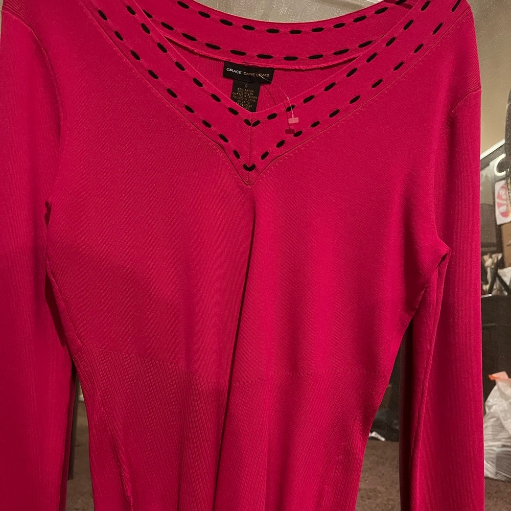 Grace Dane Lewis Pink V-Neck Top